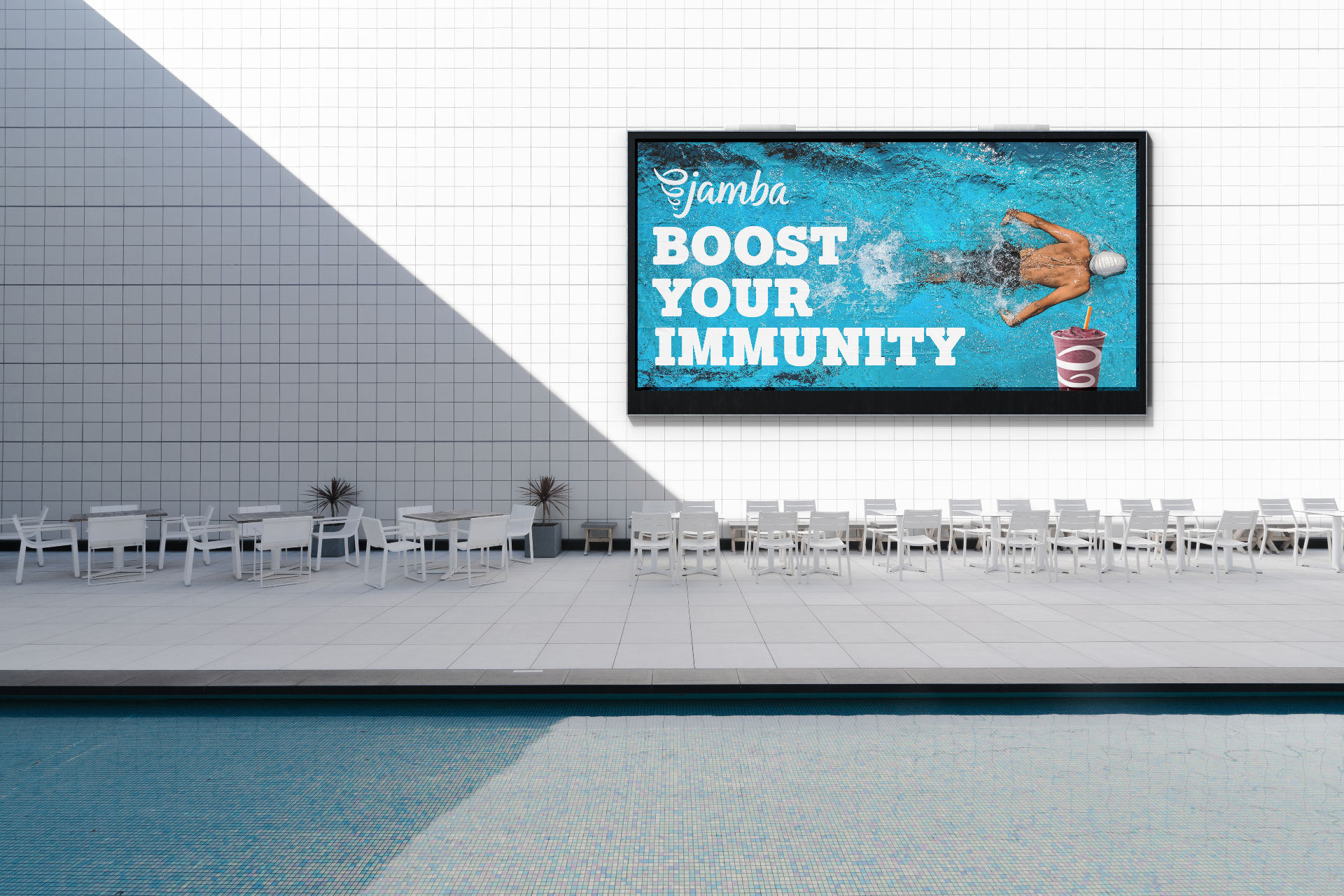 Jamba Juice hotel pool billboard, Boost Your Immunity