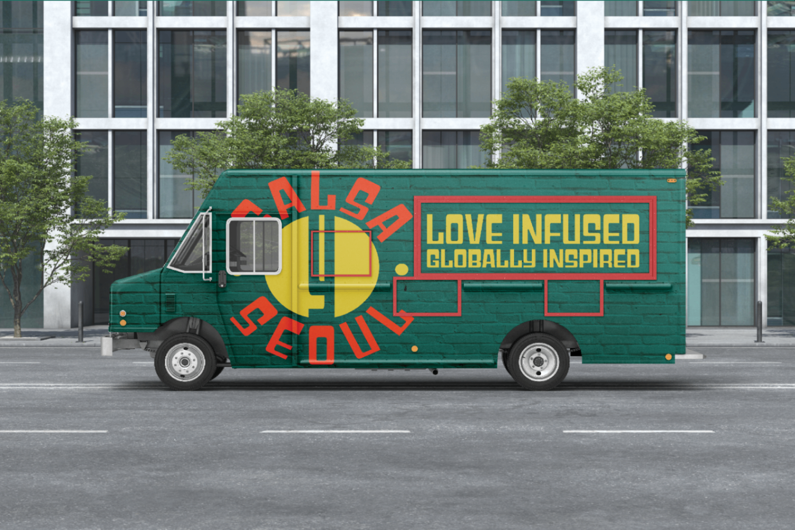 Salsa Y Seoul food truck with full brand wrap on a city street