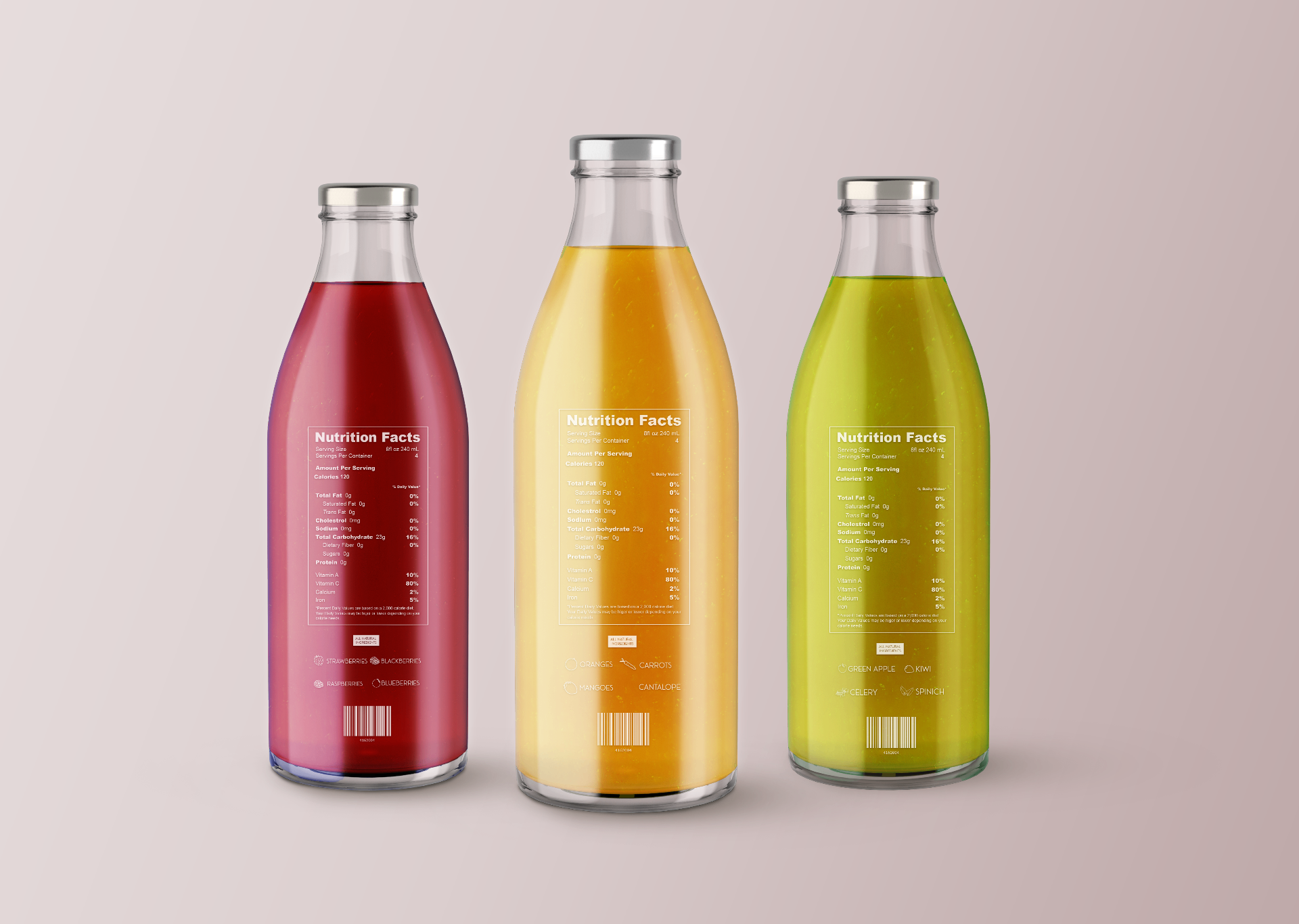 Essencia bottles back label with nutrition facts and ingredients