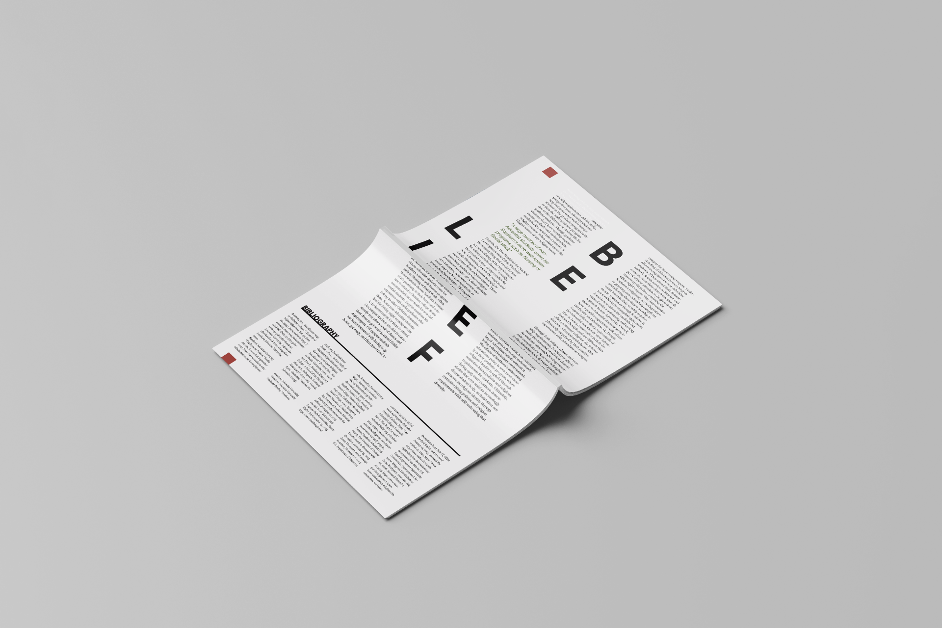 Newspaper back spread with bibliography